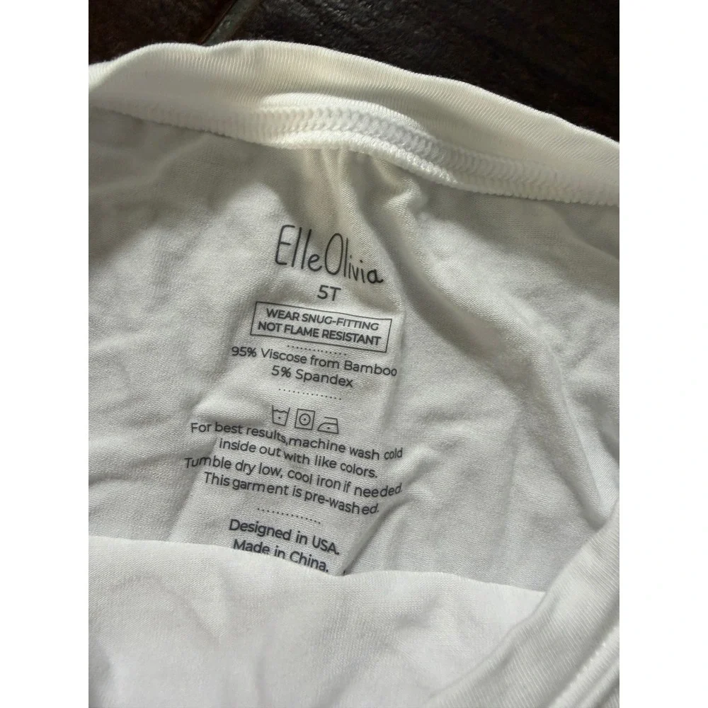 Elle Olivia Girls White Bamboo Viscose Get It From My Mama Pajama Top 5T